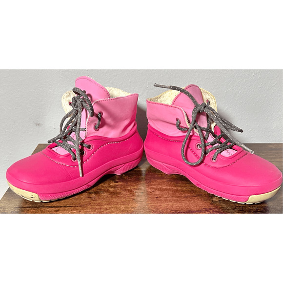 Crocs Kids Size 1 Youth Blitzen Convertible Clog And Bootie Faux Fur Lined Pink - Picture 8 of 11